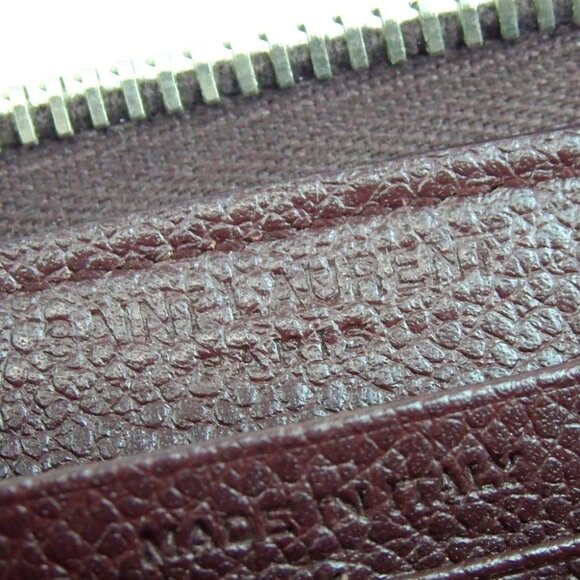 Authentic SAINT LAURENT CEP414680 0117 logo zip around purse leather [Used] - Picture 14 of 15